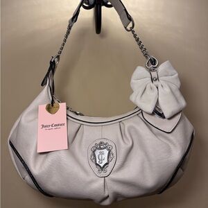 NWT Juicy Couture Romance Hobo Cream White Silver Crescent Moon Shoulder Bag Y2K